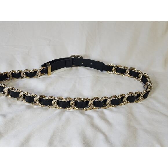 Rare Gucci Calfskin Torchon Double G Chain Black Leather Belt Sz 85 / US 6 - Picture 7 of 8
